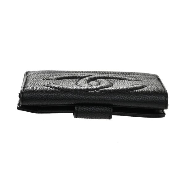 CHANEL CC Logo Compact Wallet Grained Calfskin Leather Black Vintage - Picture 16 of 16